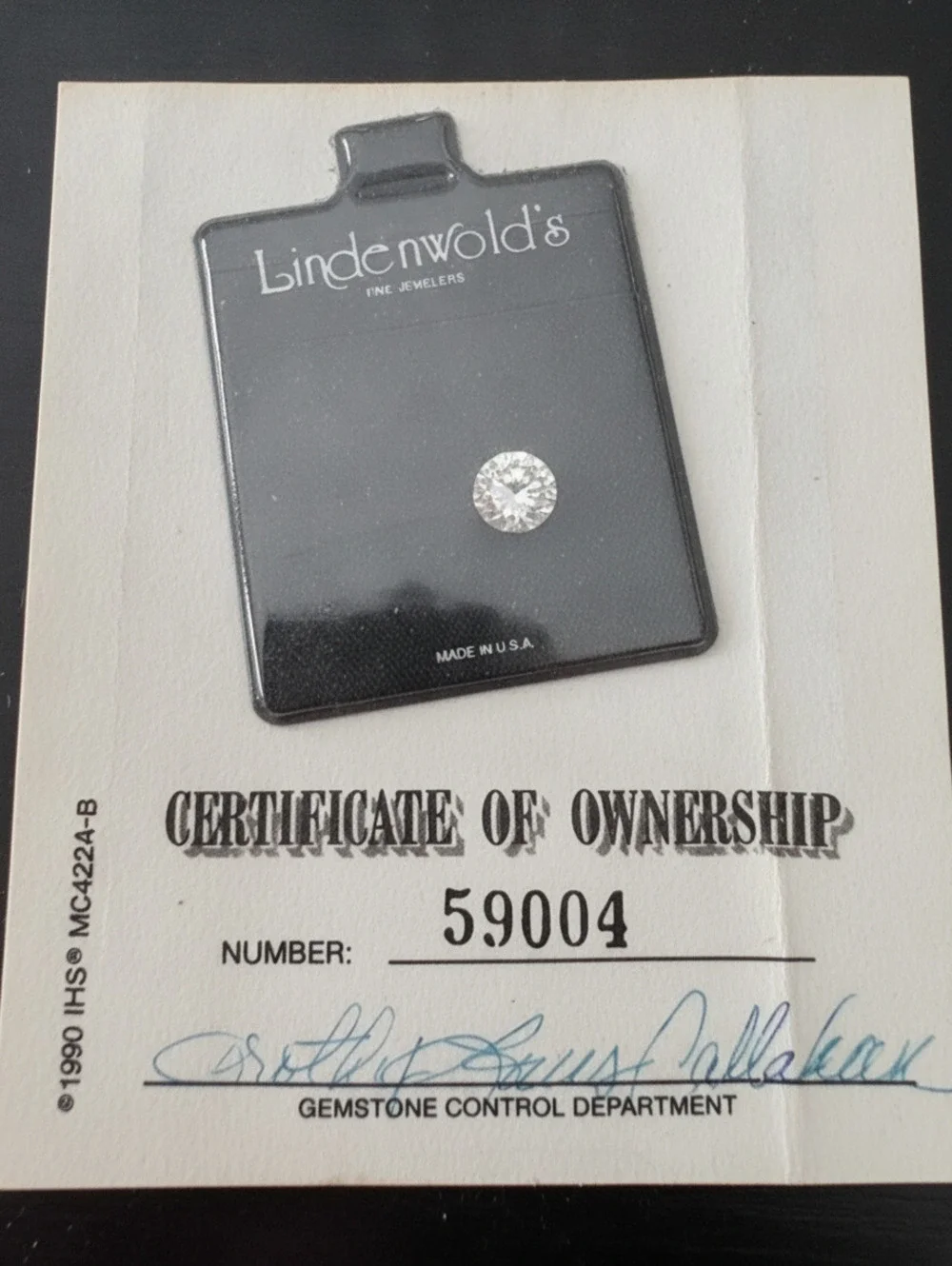 Lindenwold Fine Jewelers 1990 Genuine Cubic Zirconia Round Brilliant Cut Stone